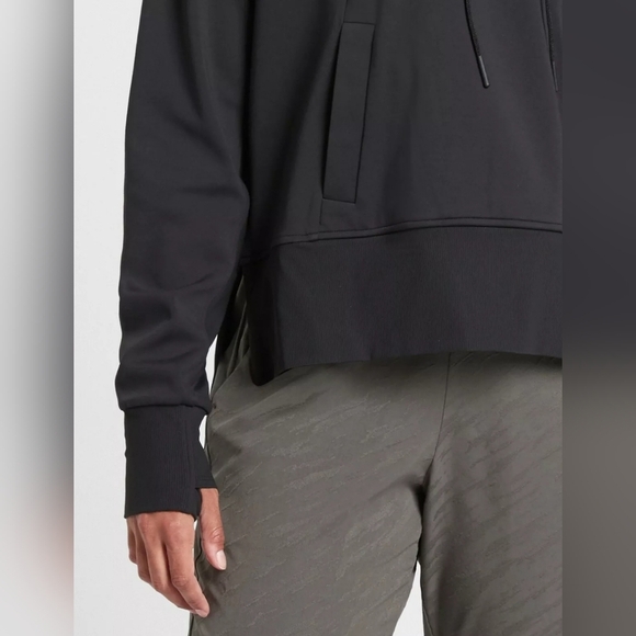 Athleta Mission Hoodie High Low Black Relaxed Fit Sweatshirt size XXS - Picture 11 of 12